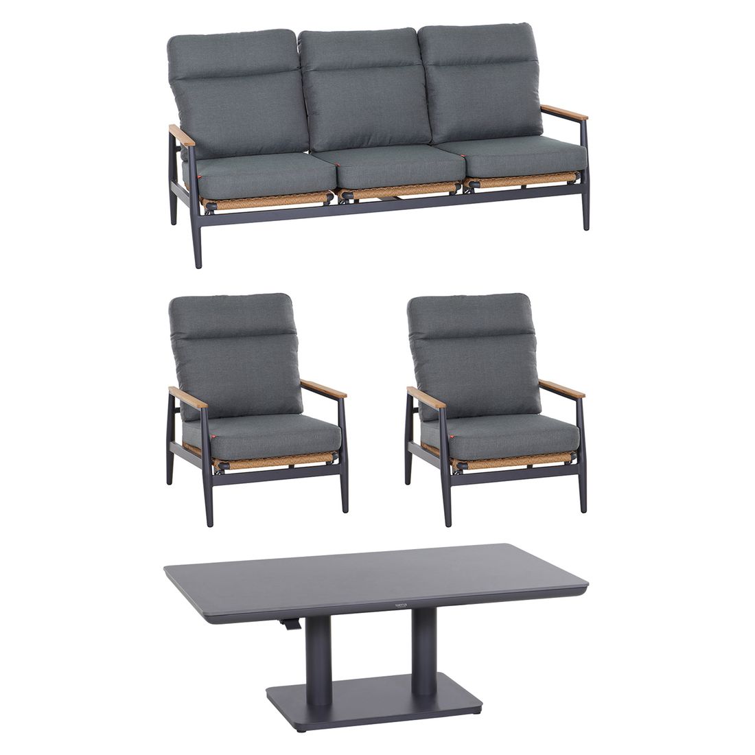 Siena Garden Roma Loungeset Aluminium/Geflecht