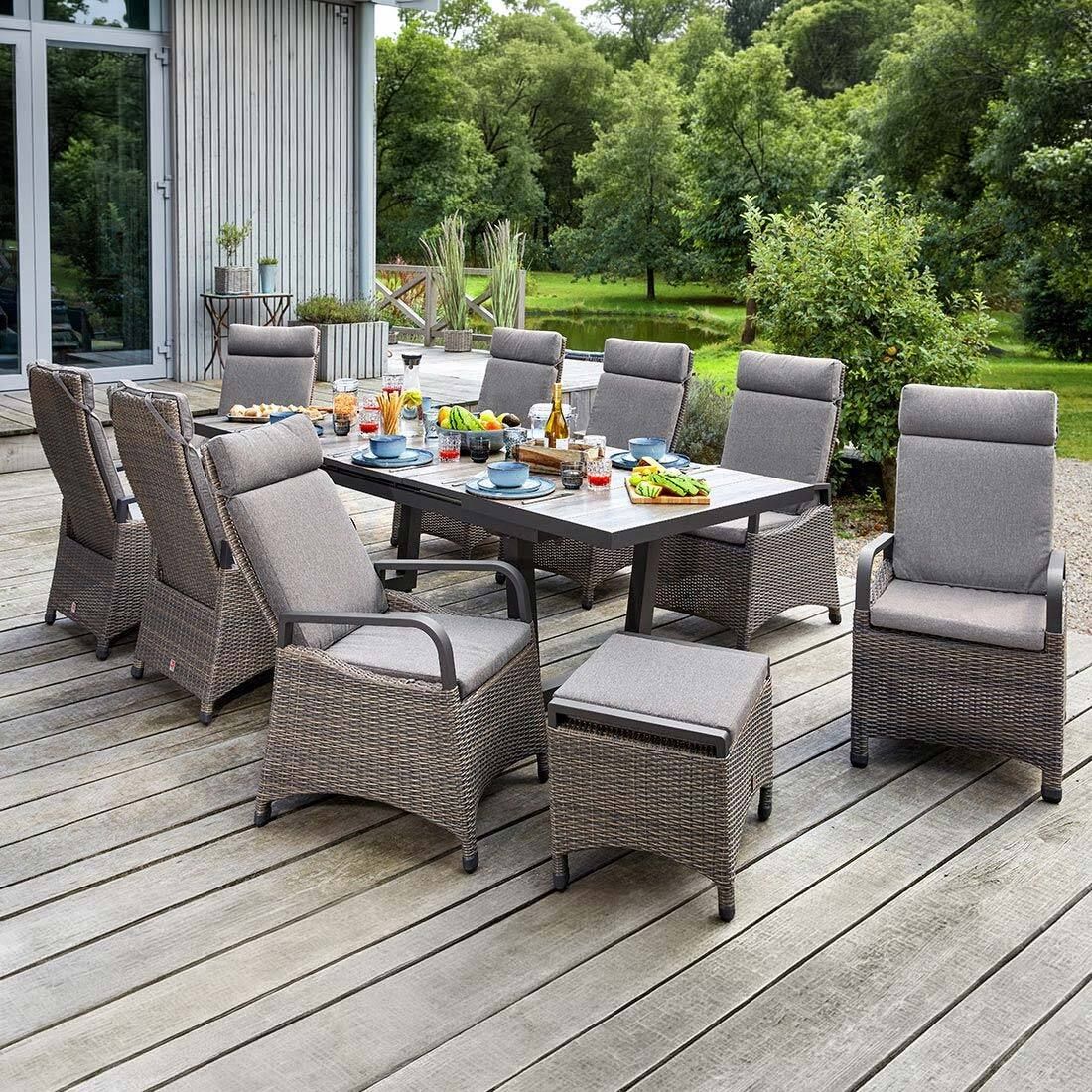 LC Garden Komido Gartenmöbel-Set XL verstellbar (8 Plätze) Tisch 200/260x100cm