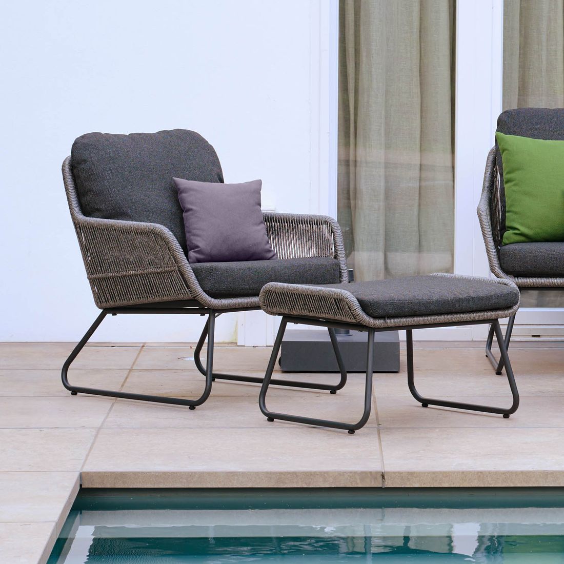 Siena Garden Kansas Loungesessel inkl. Hocker Aluminium/Geflecht