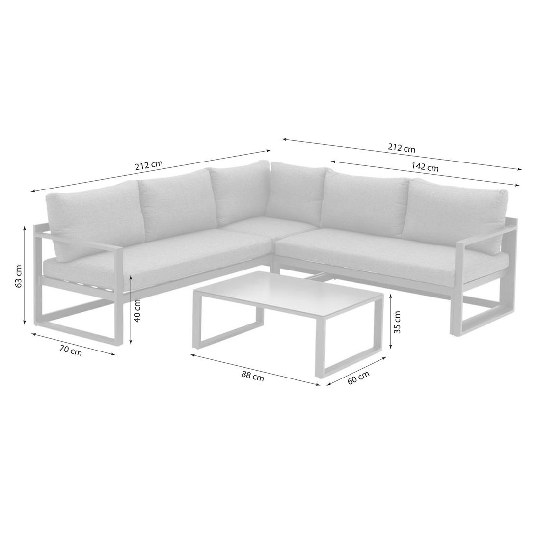 OUTLIV. Florenz Ecklounge inkl. Loungetisch Aluminium/Olefin