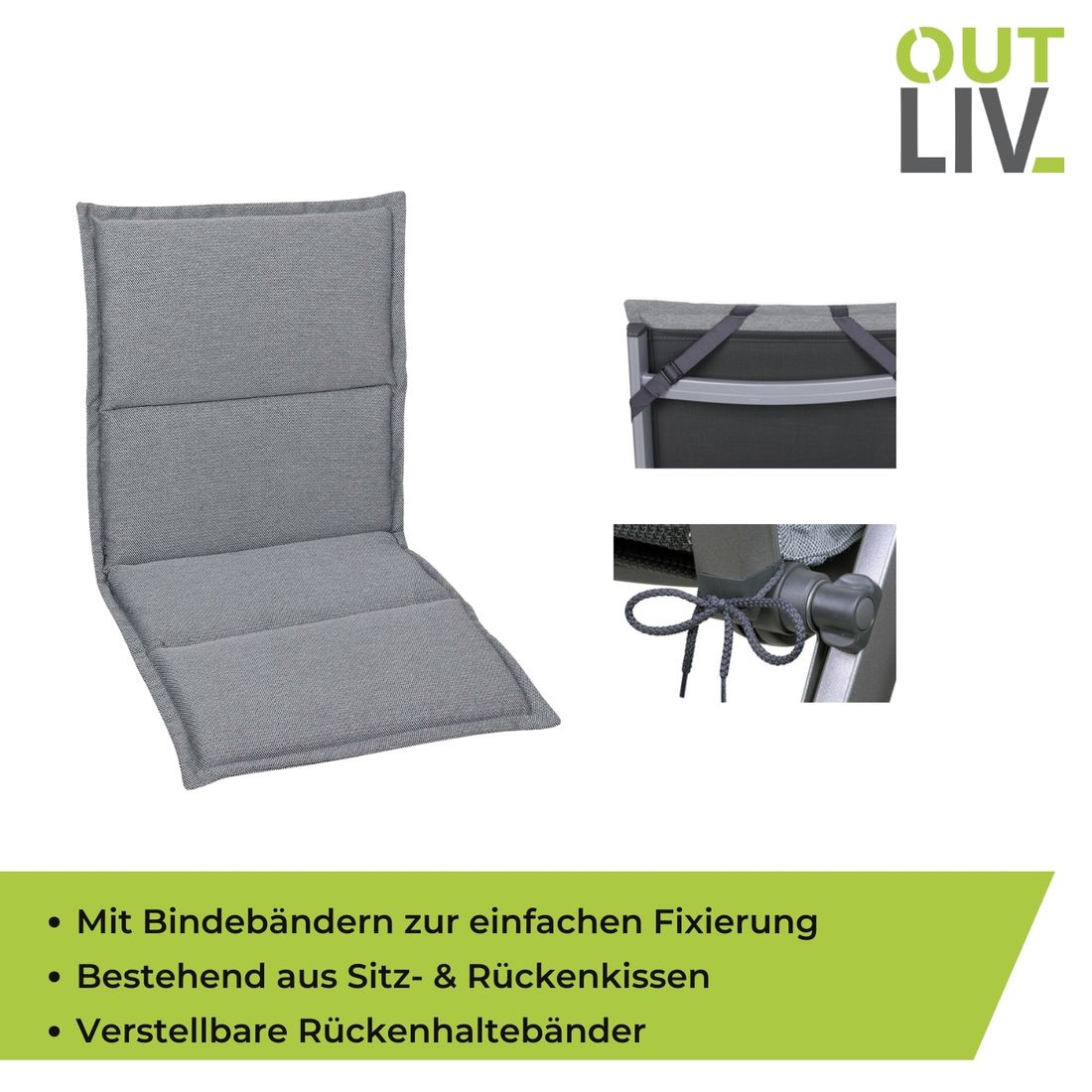 OUTLIV. Gartenstuhlauflage Niedriglehner 48x98cm Kunstfaser