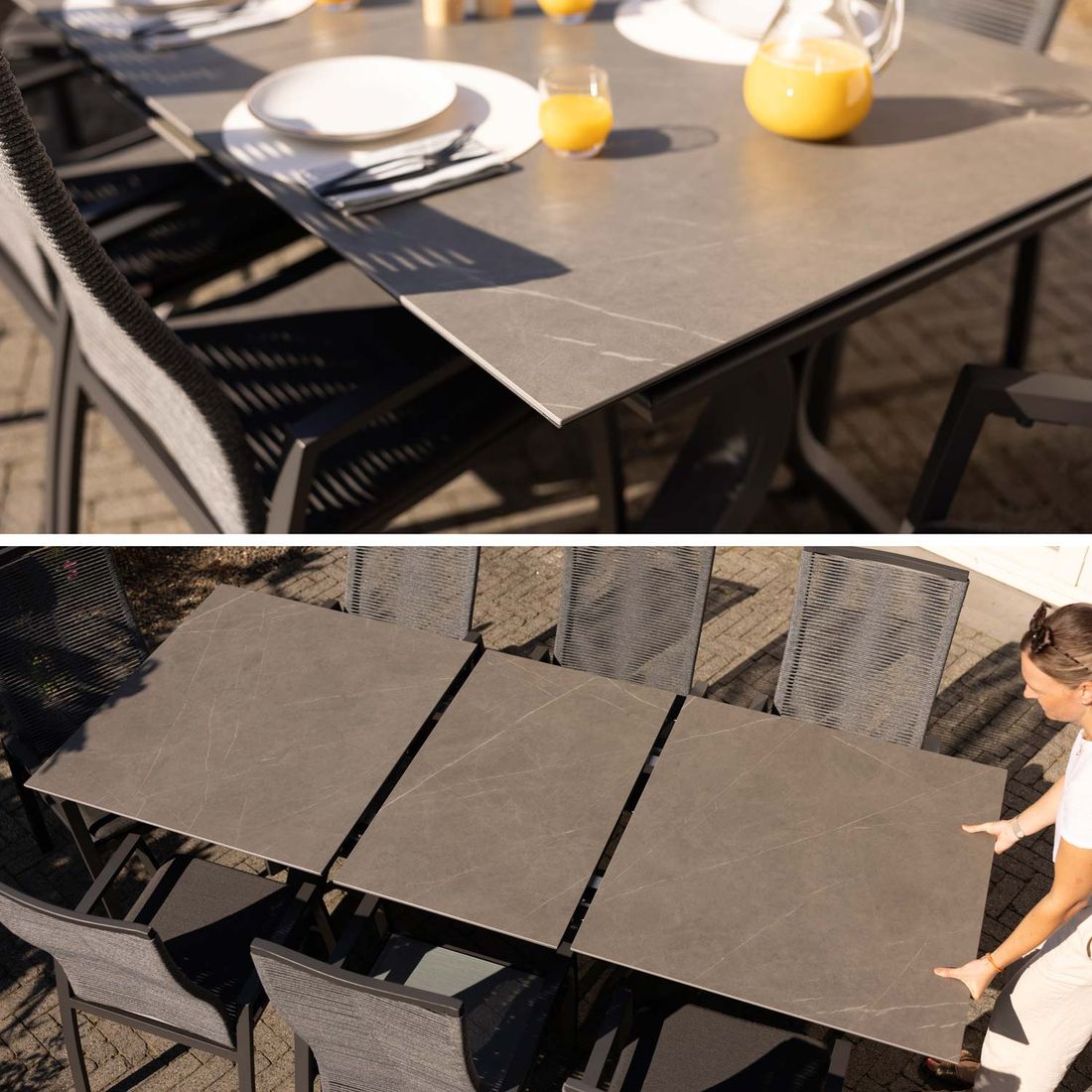 Interliving 7011 Ausziehtisch 180/240x100cm Aluminium/Sinterstein