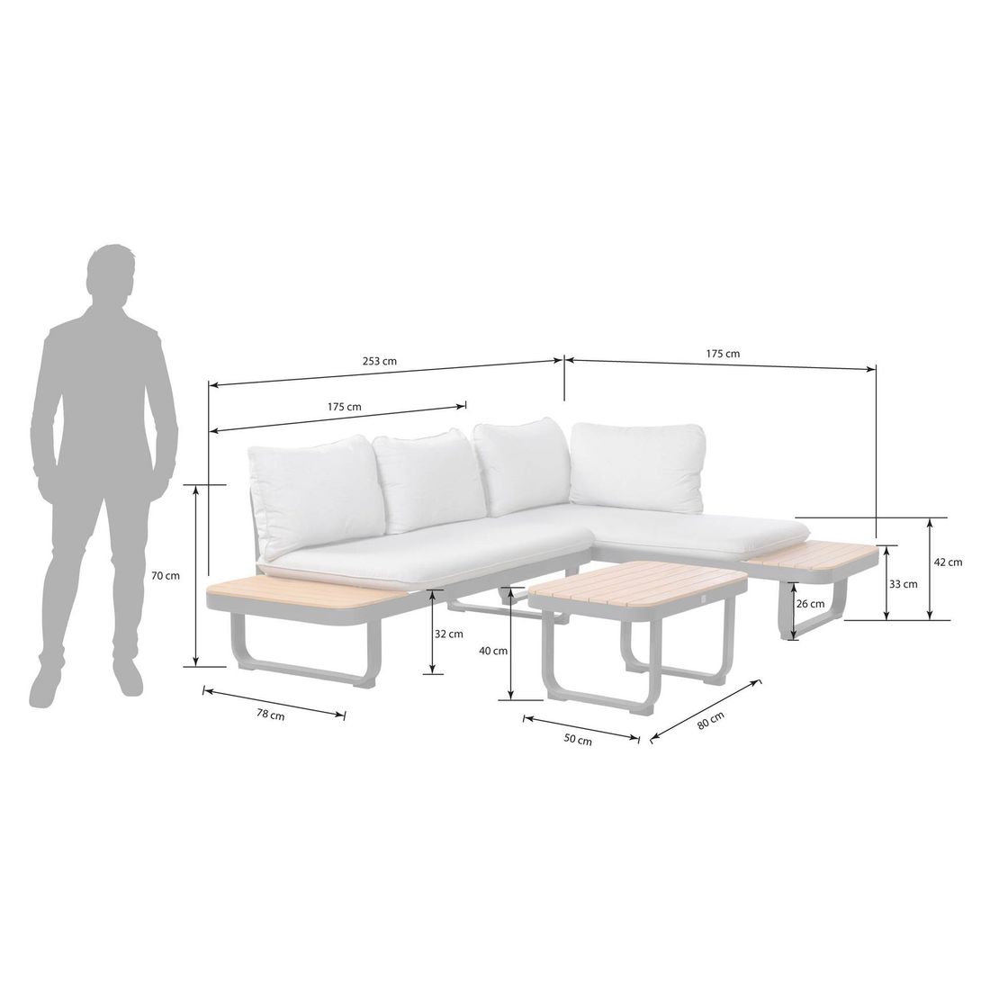 OUTLIV. Madagaskar Ecklounge Aluminium/Akazie/Polyester