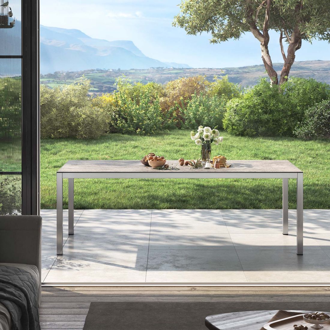 OUTLIV. Gartentisch 220x100cm Edelstahl/Dekton
