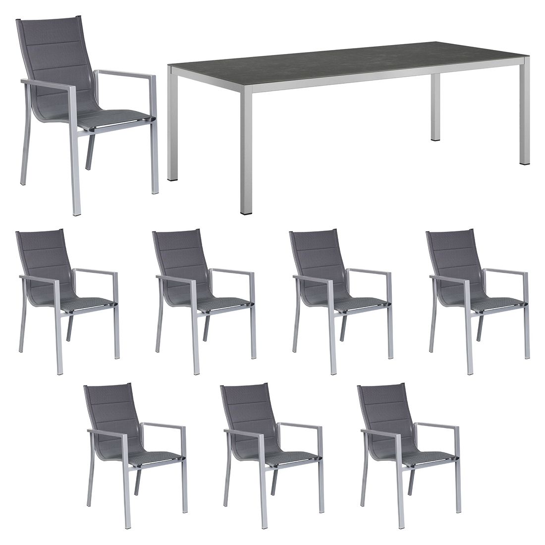 OUTLIV. Melbourne Gartenmöbel-Set XL (8 Plätze) Tisch 220x100cm