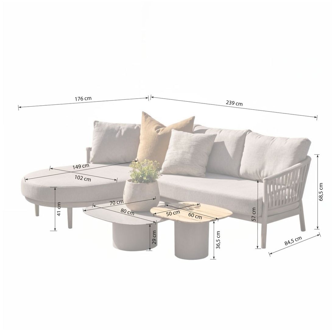 4Seasons Catalana Ecklounge inkl. Loungetische Aluminium/Rope/Olefin