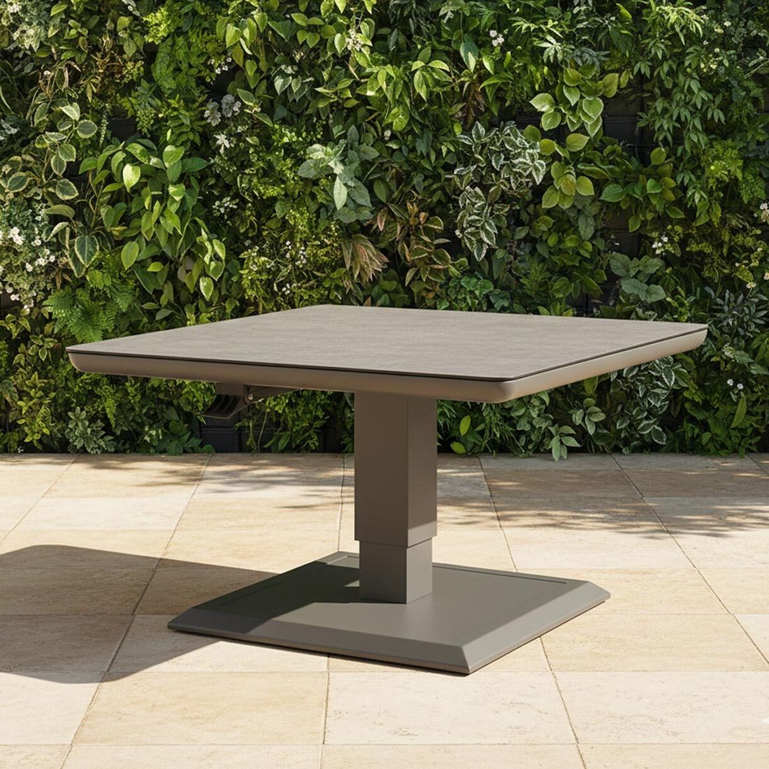 OUTLIV. Allround Lifttisch 90x90cm Aluminium/Glaskeramik