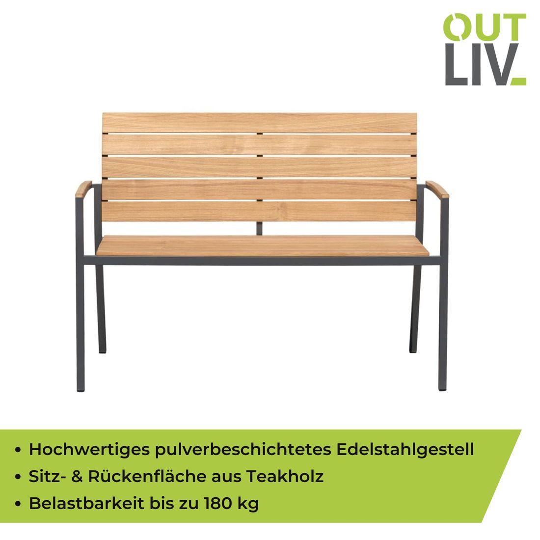 OUTLIV. Pamplona Gartenbank Edelstahl/Teak