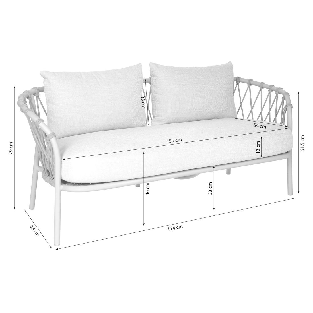 Stern Klea Gartensofa Aluminium/Rope/Outdoorstoff