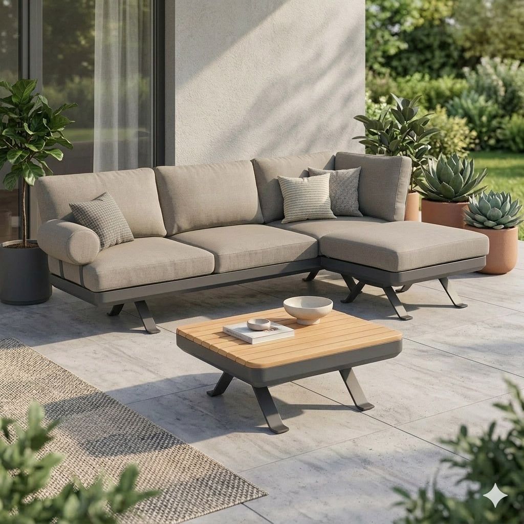 Zebra Sky Ecklounge inkl. Loungetisch Aluminium/Sunproof
