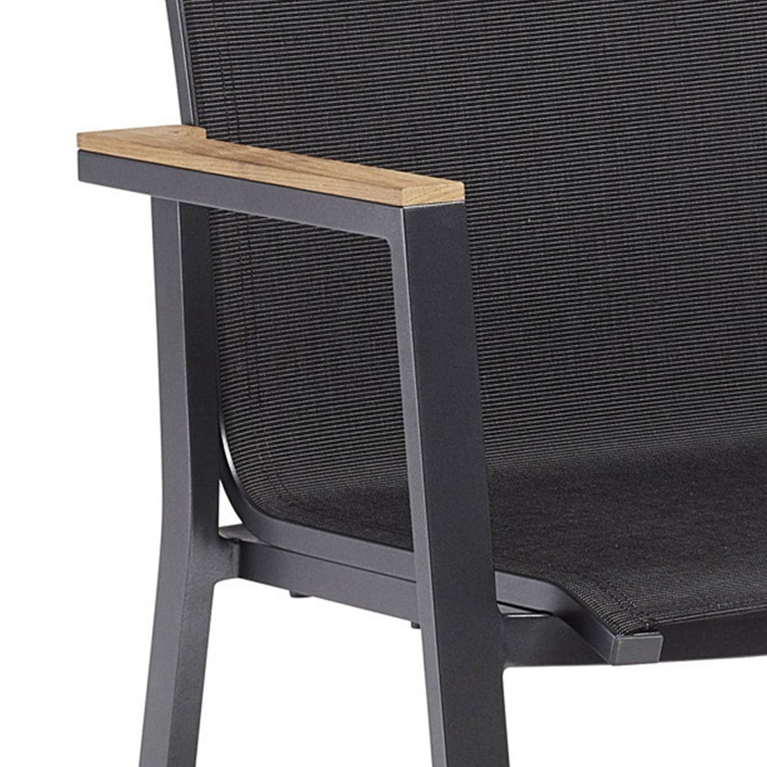 Kettler Rasmus Teak Stapelsessel Aluminium/Outdoorgewebe