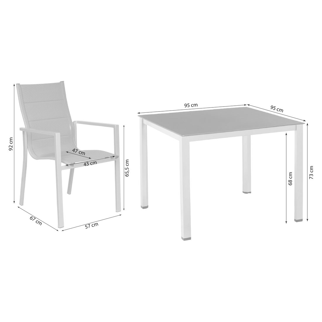 OUTLIV. Melbourne Gartenmöbel-Set M (4 Plätze) mit Kettler Tisch 95x95cm