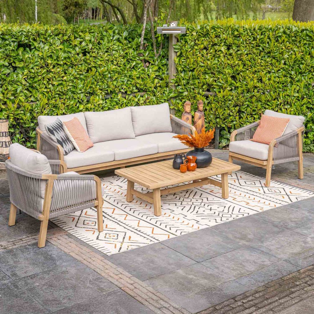 Garden Impressions Santos Loungeset inkl. Loungetisch Akazie/Rope/Polyester