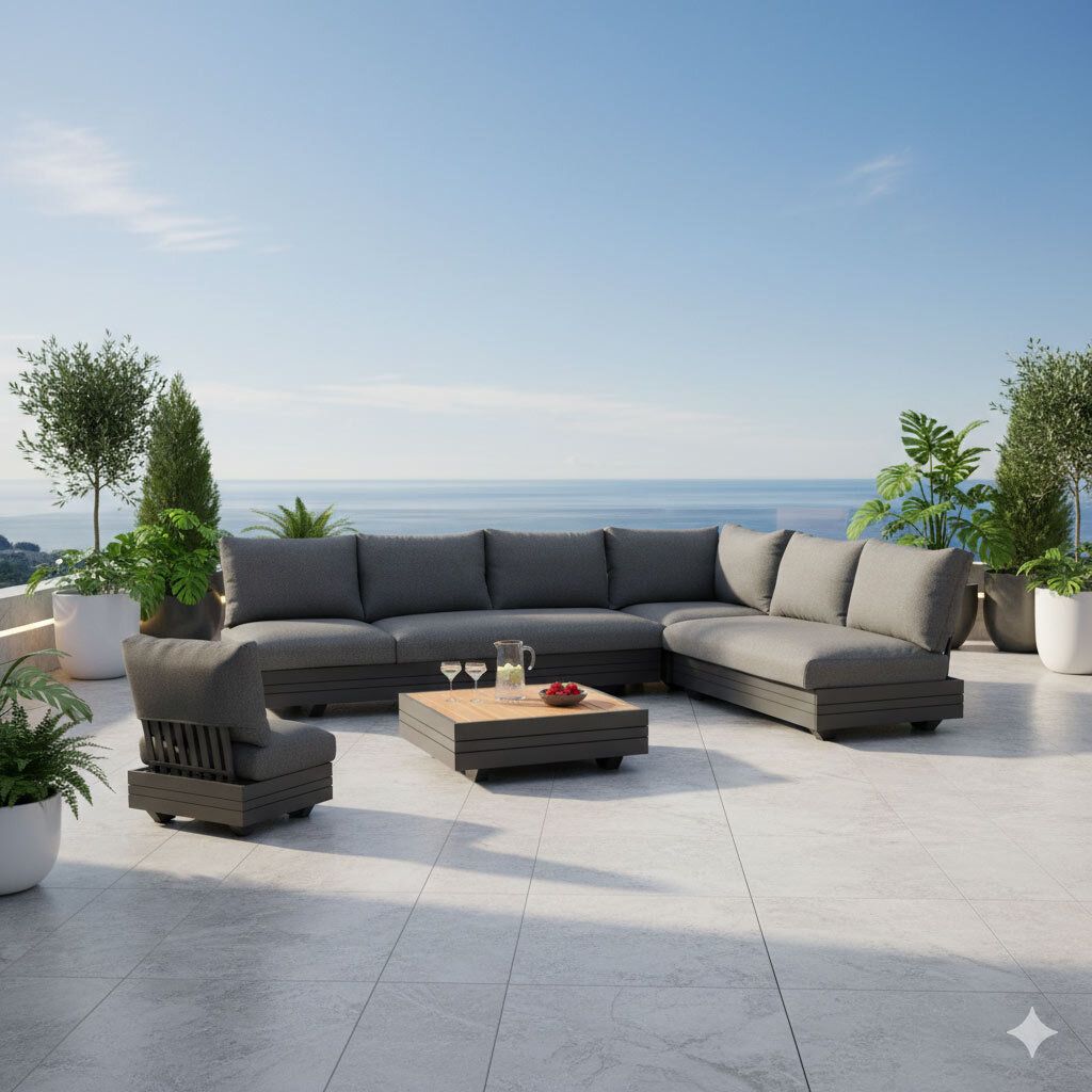 Zebra Cubo Neo Ecklounge inkl. Loungetisch Aluminium/Sunproof