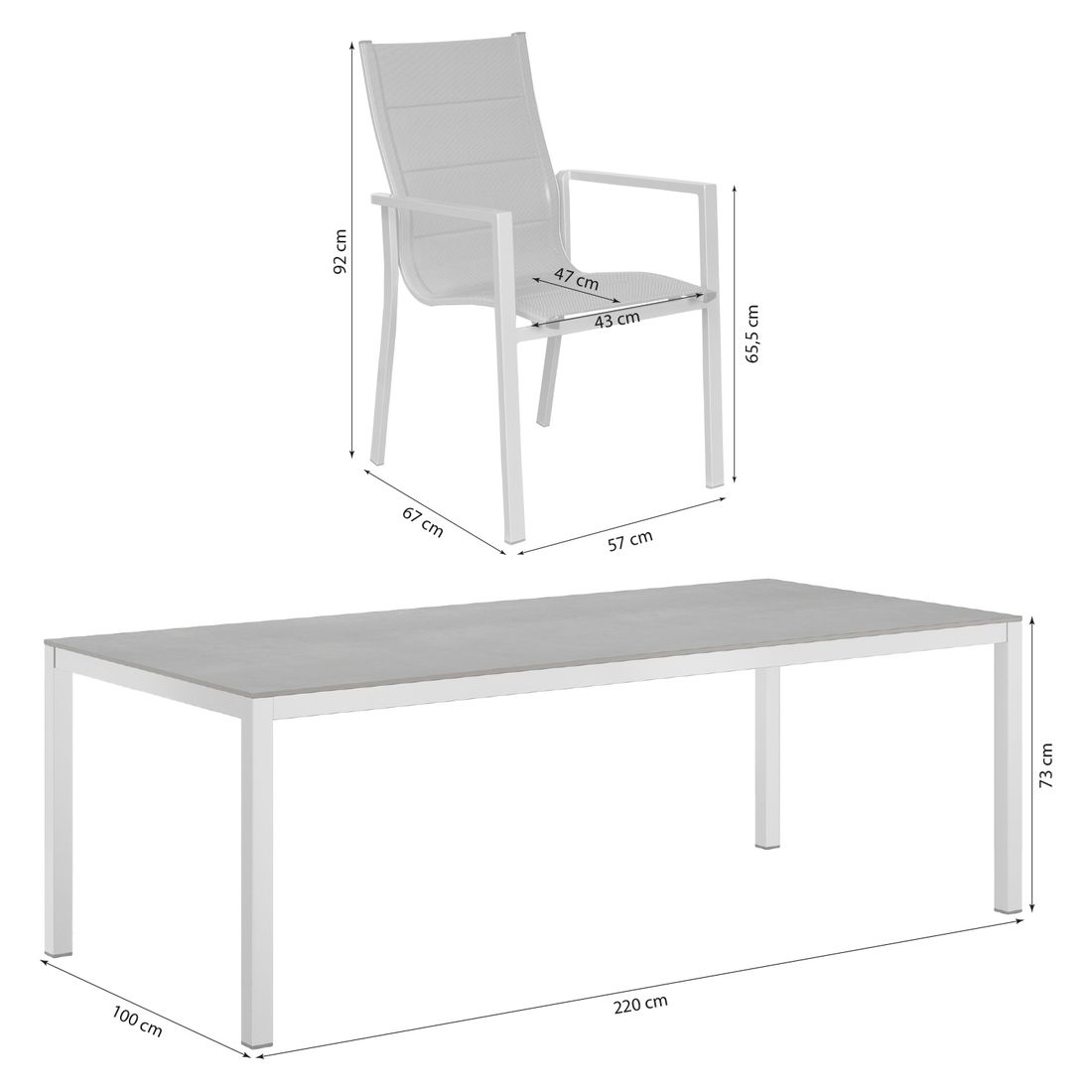 OUTLIV. Melbourne Gartenmöbel-Set XL (8 Plätze) Tisch 220x100cm