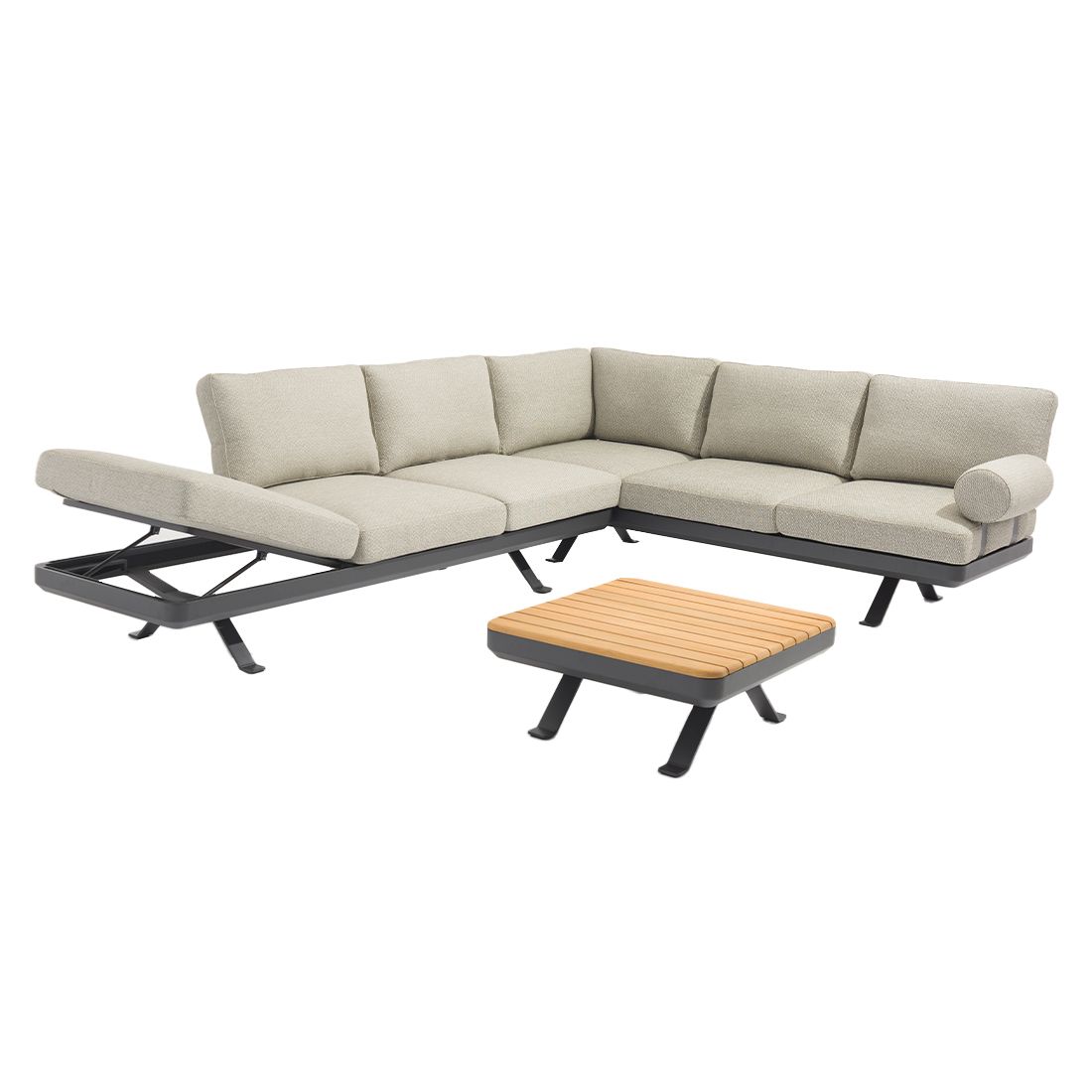 Zebra Sky Ecklounge verstellbar inkl. Loungetisch Aluminium/Sunproof