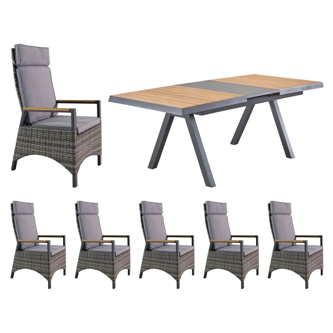 LC Garden Keramo Gartenmöbel-Set L (6 Plätze) Tisch 160/210x100cm