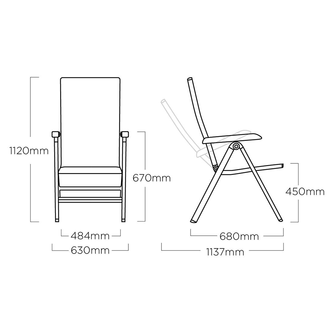 Kettler Forma II Gartenmöbel-Set M verstellbar (4 Plätze) Tisch 95x95cm