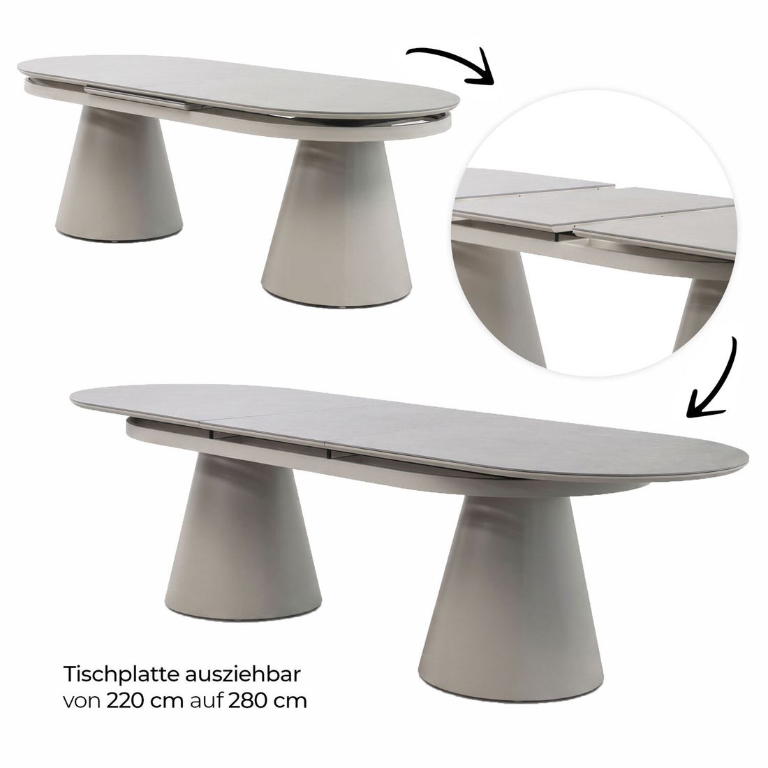 OUTLIV. Aurora Ausziehtisch 220/280x100cm Aluminium/Sinterstone