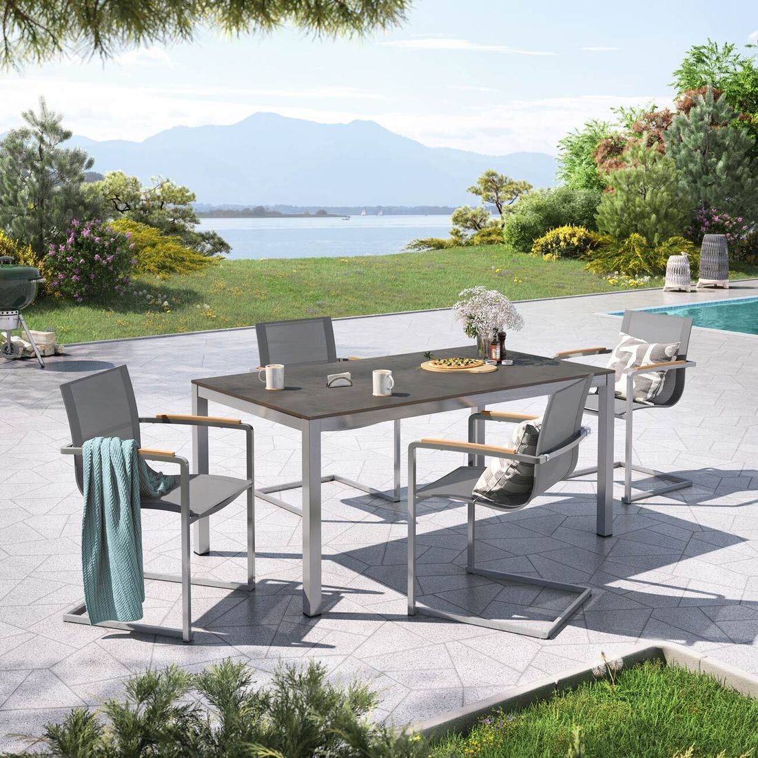 OUTLIV. Rimini Gartenmöbel-Set M (4 Plätze) Tisch 160x90cm