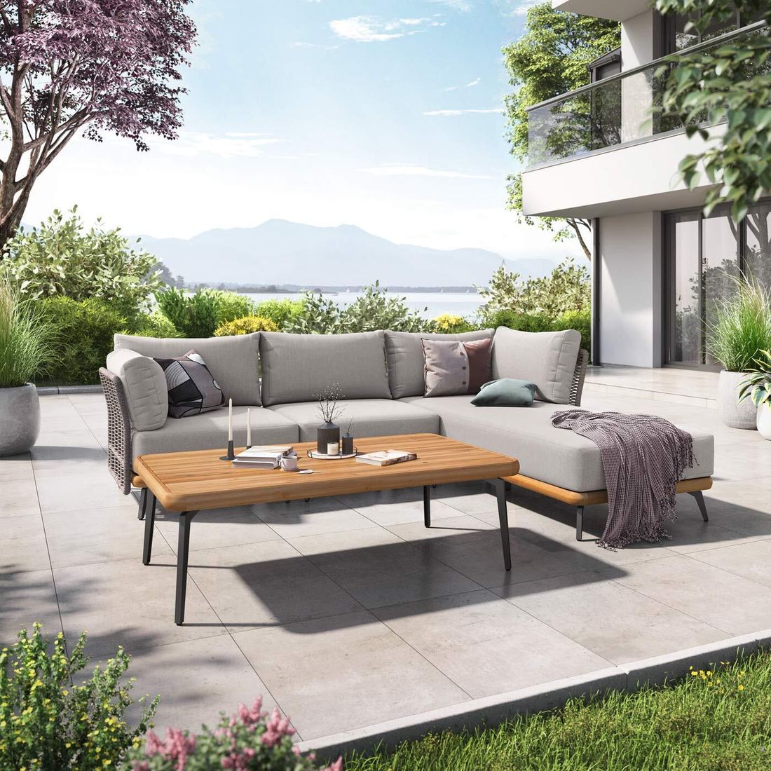 OUTLIV. Ava Ecklounge inkl. Loungetisch Akazie/Rope/Polyester
