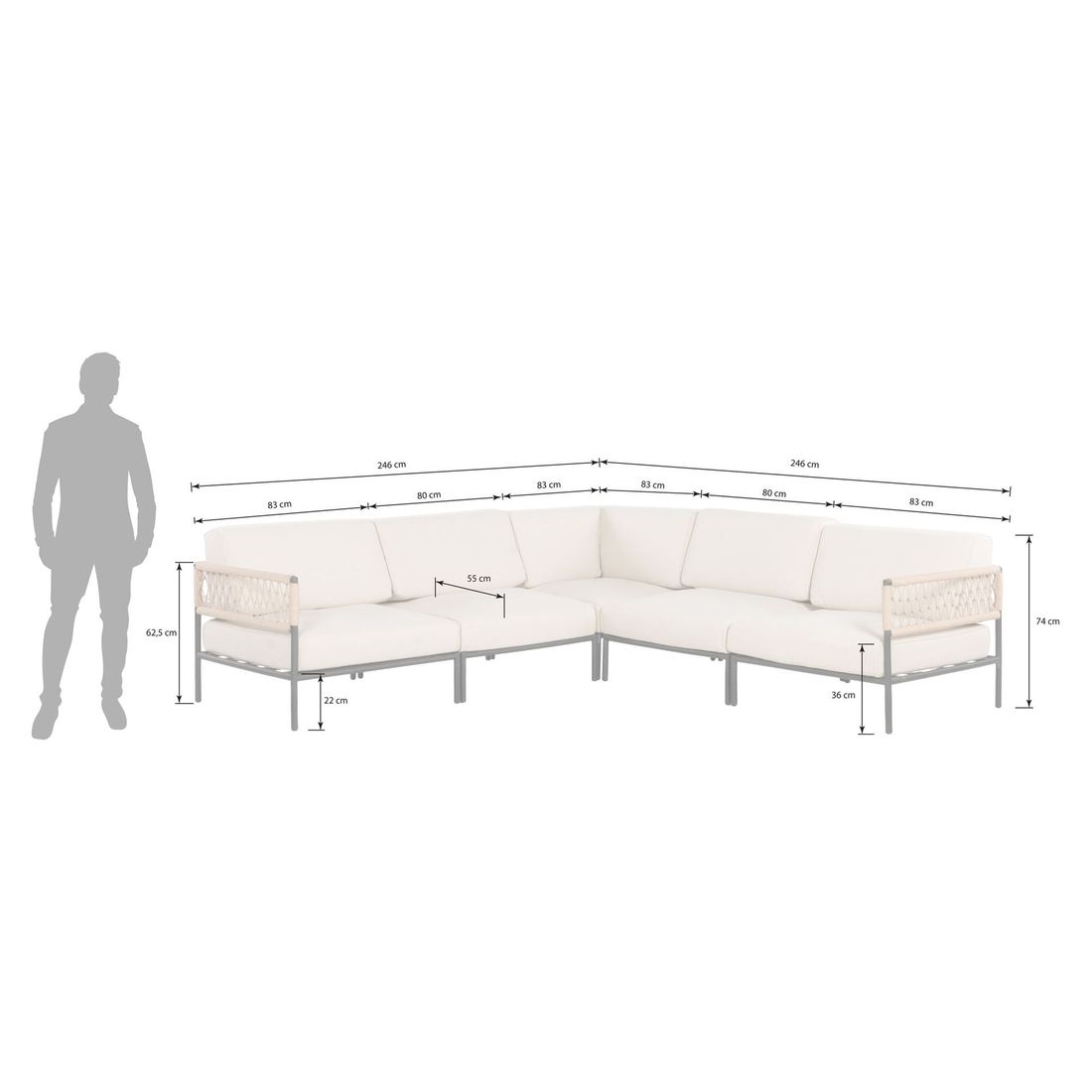 OUTLIV. Blair Ecklounge Stahl/Rope/Olefin
