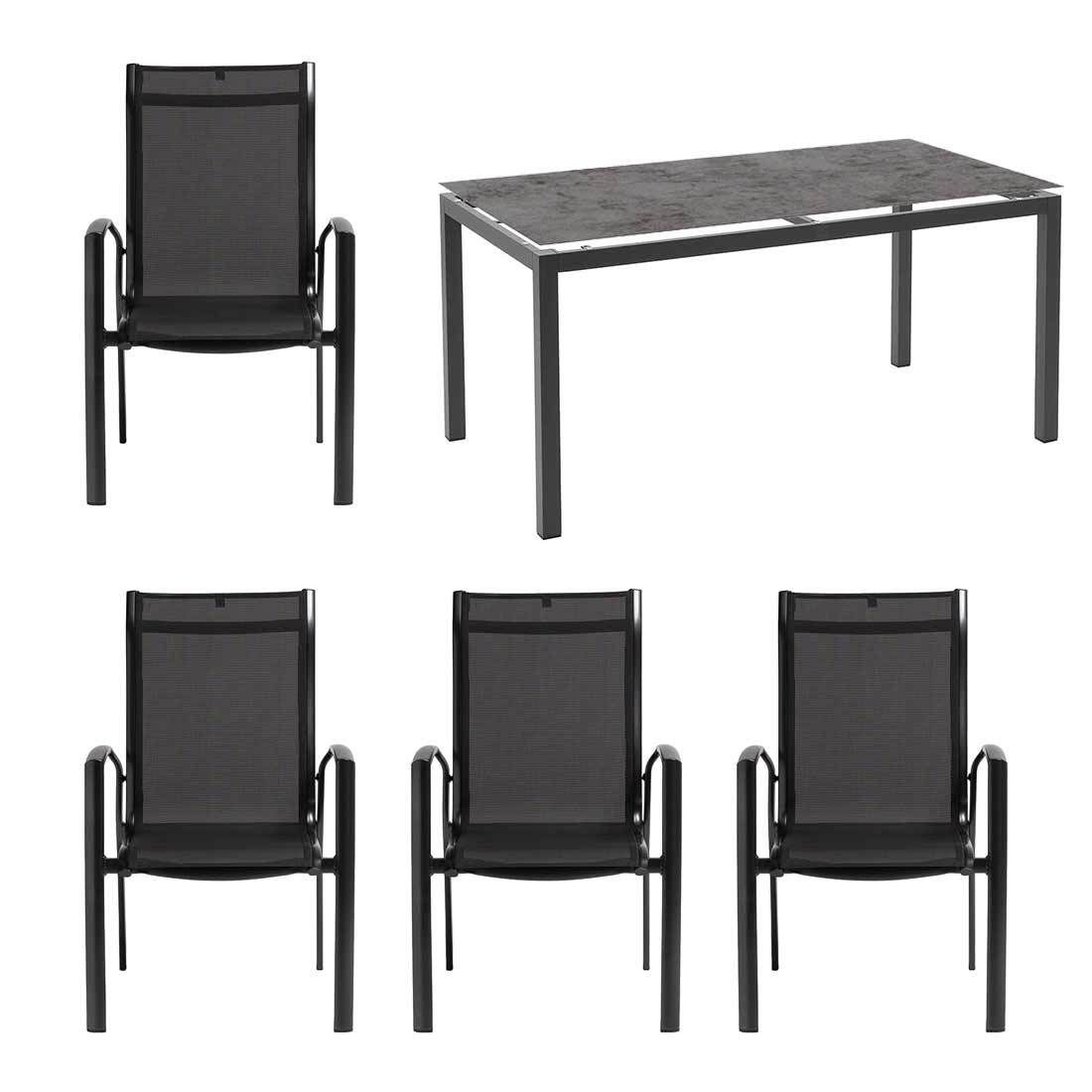 Kettler Legato Curve Gartenmöbel-Set M (4 Plätze) Tisch 160x90cm