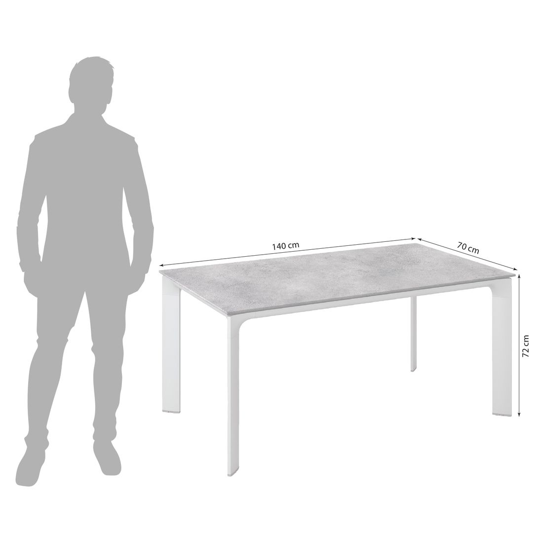 Kettler Diamond Gartentisch 140x70cm Aluminium/HPL