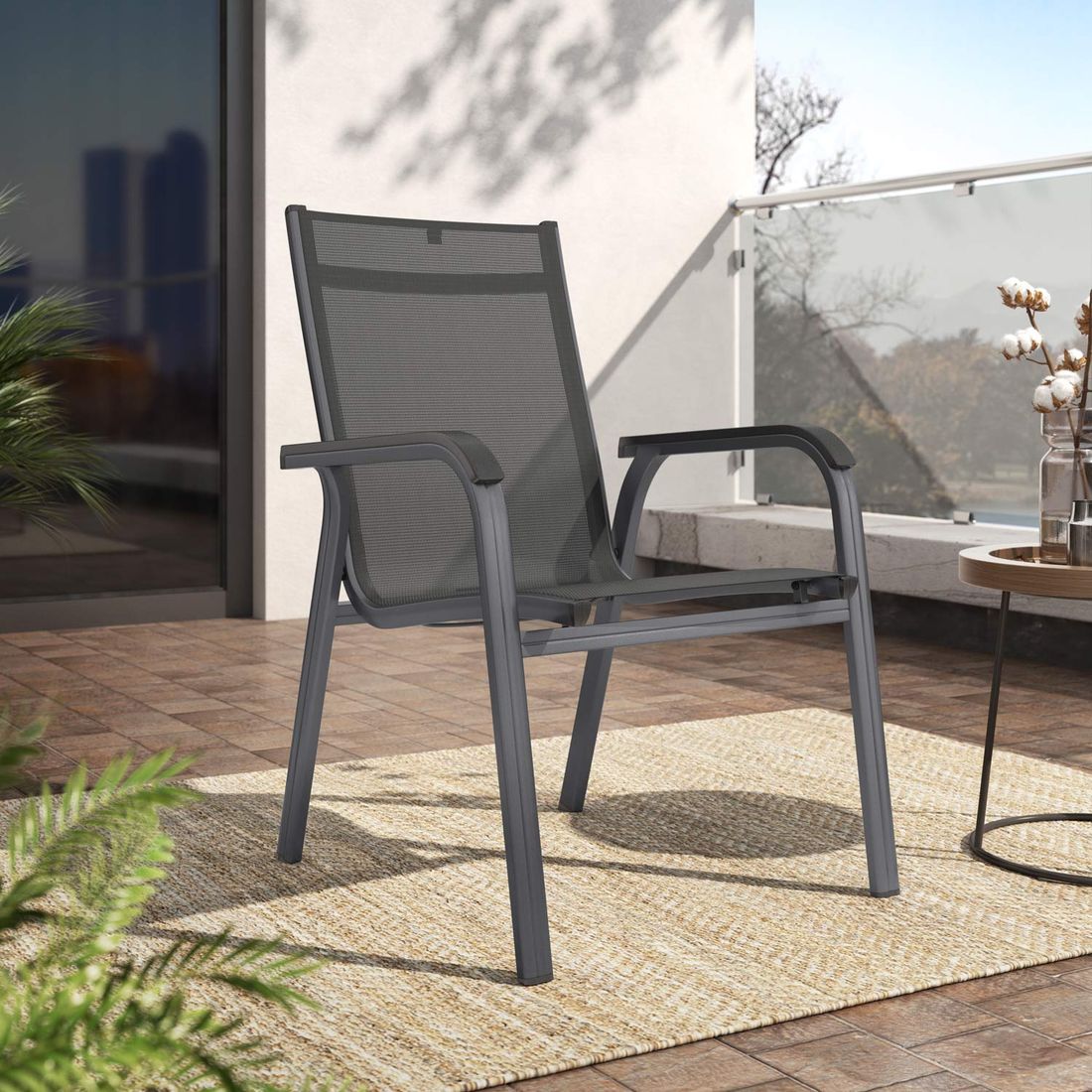 Kettler Basic Plus Stapelsessel Aluminium/Outdoorgewebe