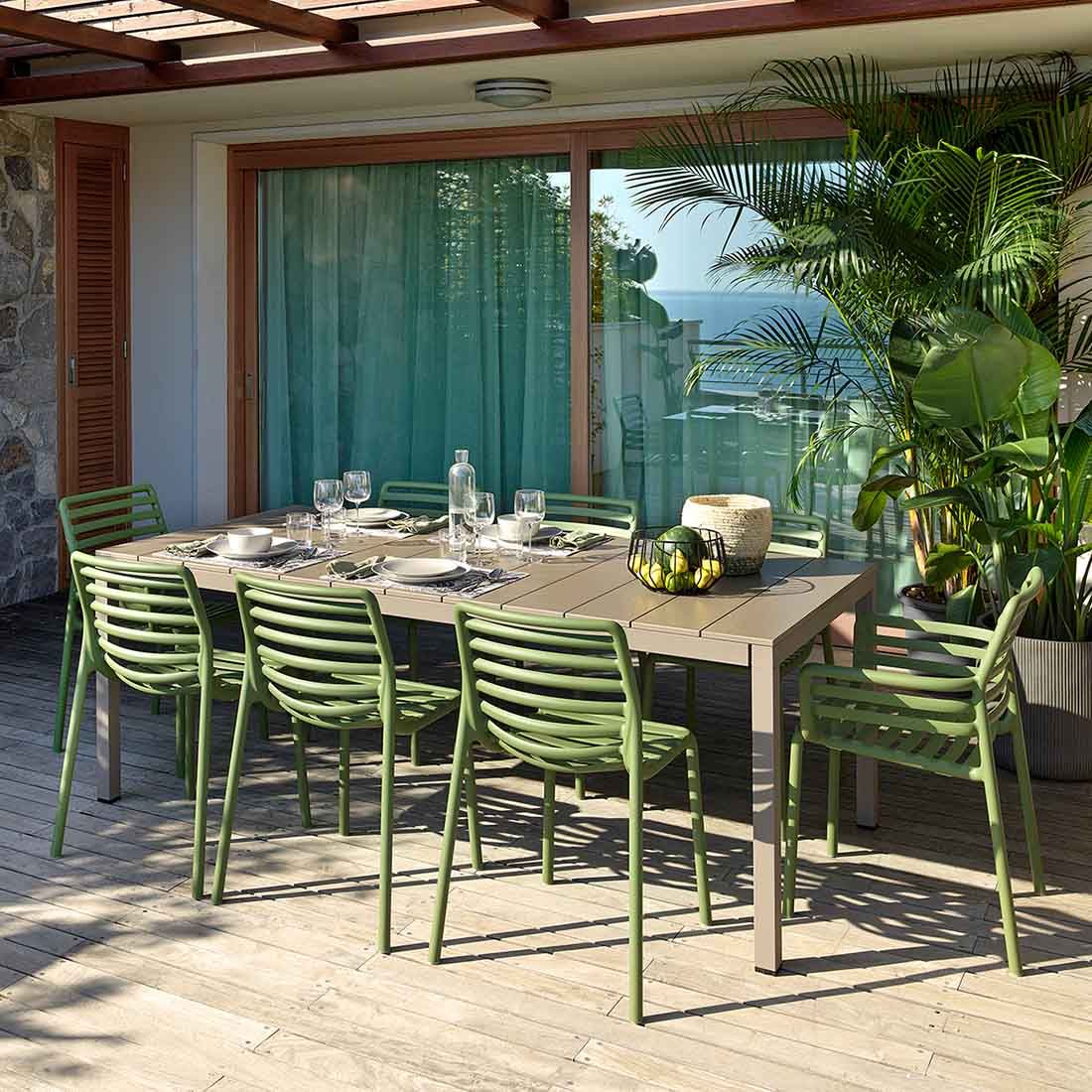 Nardi Doga Gartenmöbel-Set XL (8 Plätze) Tisch 210/280x100cm