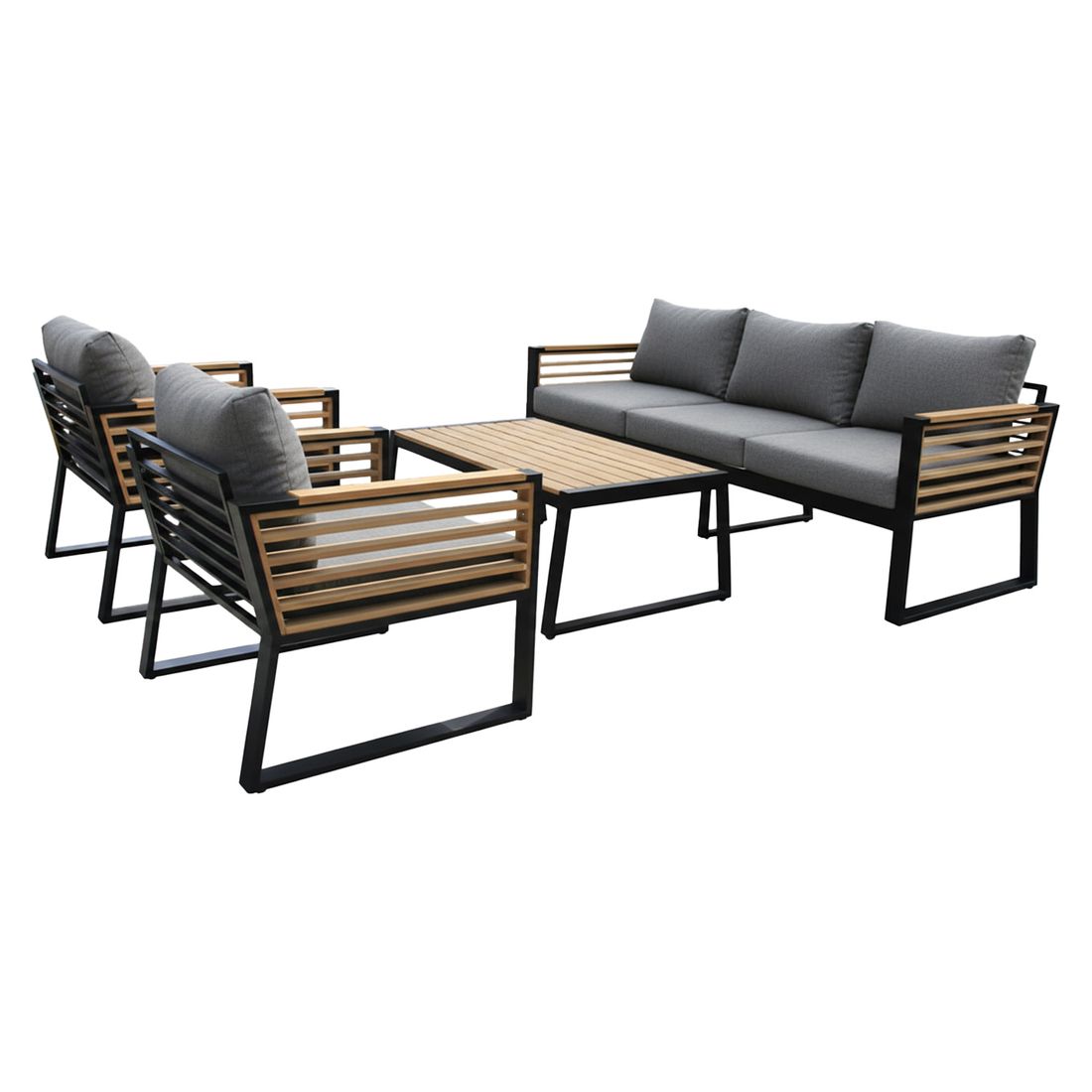 OUTLIV. New York City Loungeset inkl. Loungetisch Aluminium/Akazie/Spun Polyester