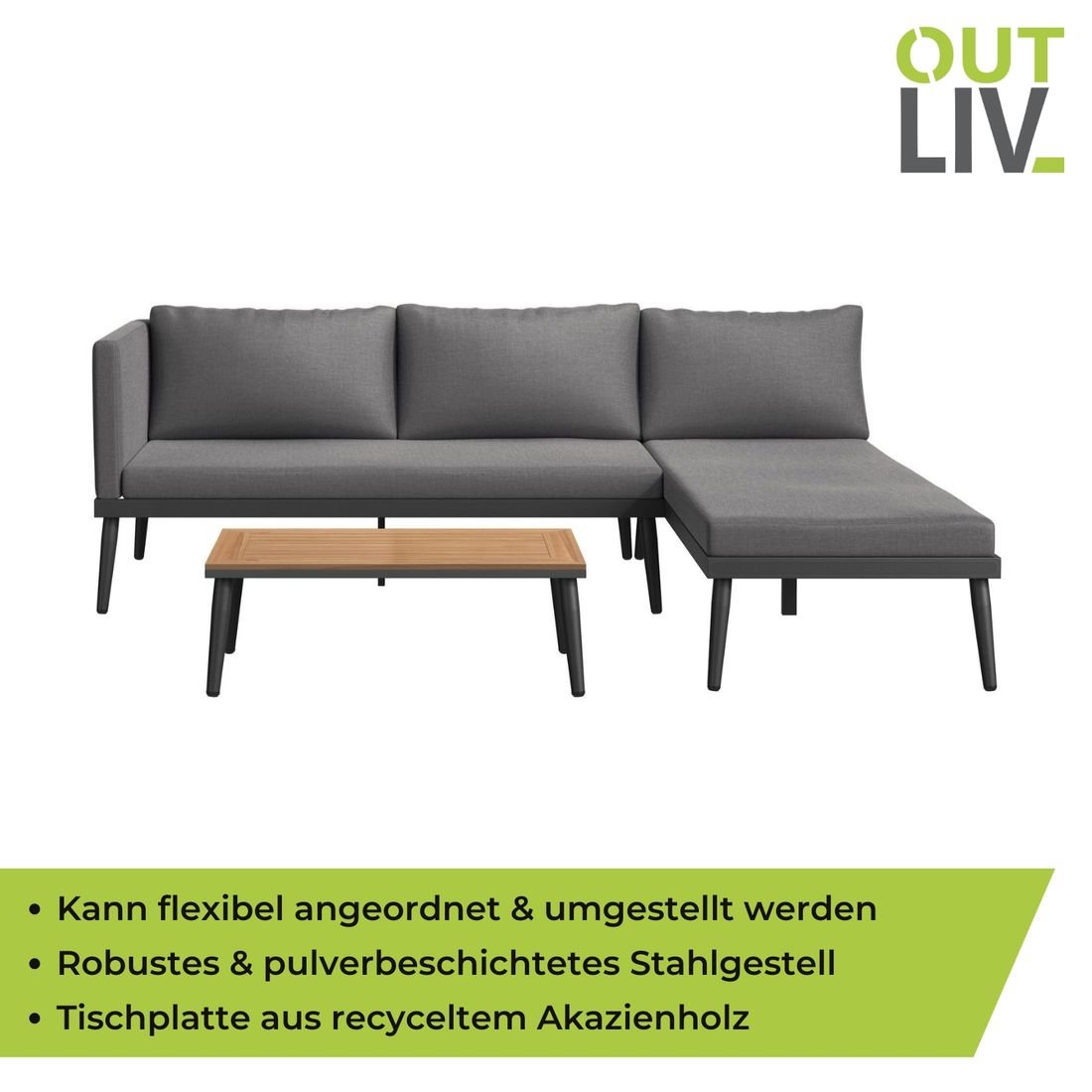 OUTLIV. India Ecklounge Stahl/Kunstfaser
