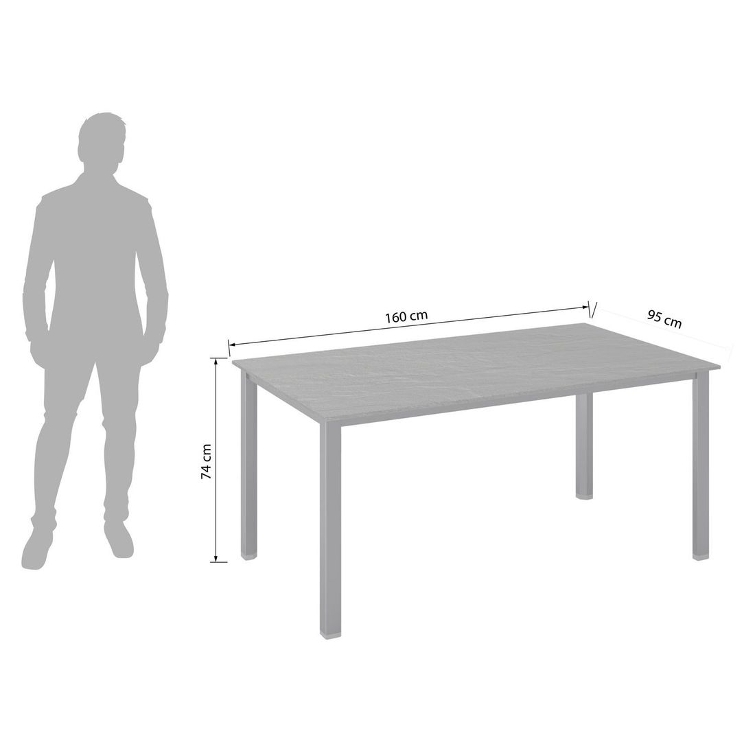 Kettler Zenith Dininglounge Tisch 160x95cm Aluminium/Olefin