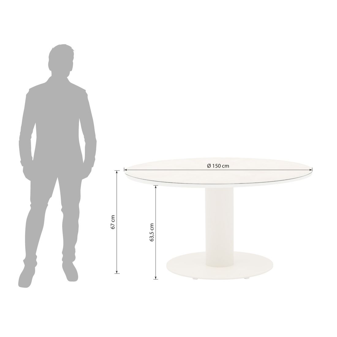 Zebra Cozy Gartentisch Low Dining Ø150cm Aluminium/Keramik
