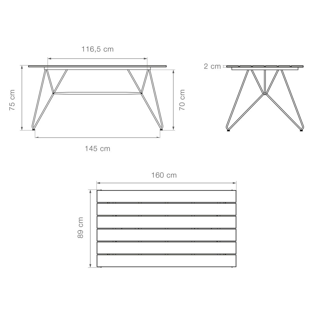 Houe Click Gartenmöbel-Set M (4 Plätze) Tisch 160x89cm