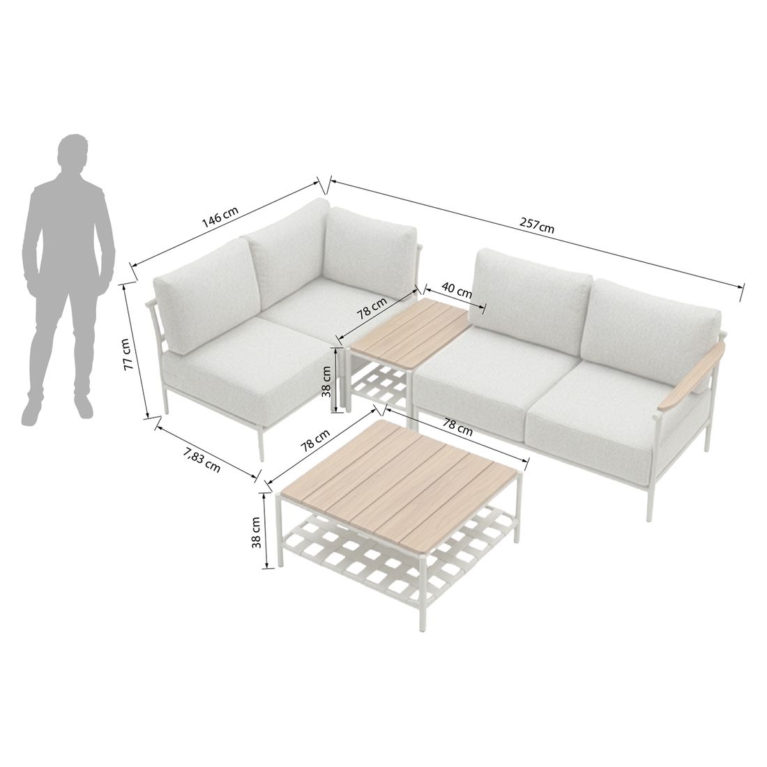 Stern Francis Ecklounge inkl. Loungetische Aluminium/Gurtbespannung/Polyacryl
