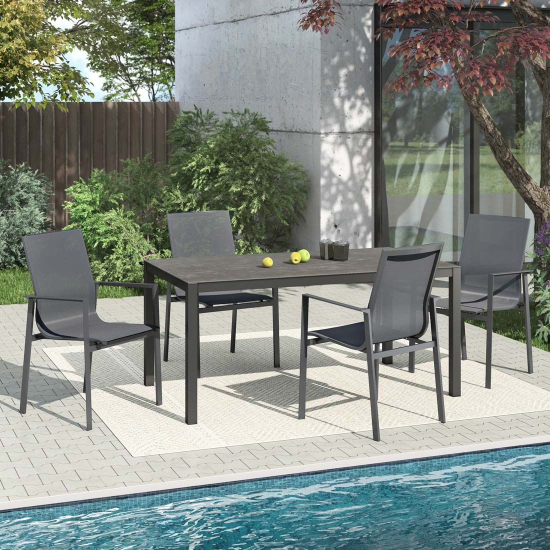 OUTLIV. Atlanta Gartenmöbel-Set M (4 Plätze) Tisch 160x90cm