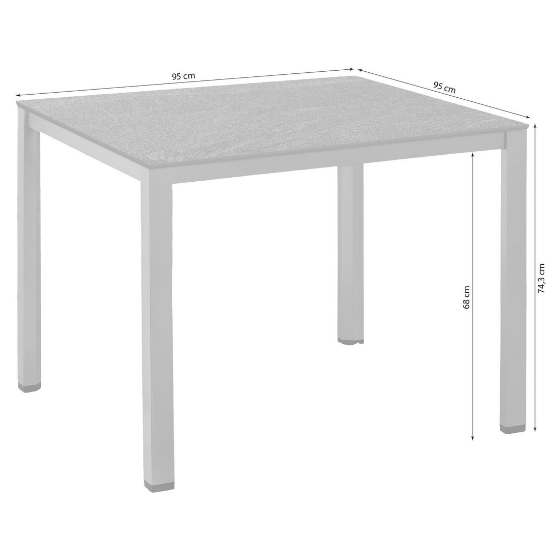 Kettler Cubic Gartentisch 95x95cm Aluminium/HPL
