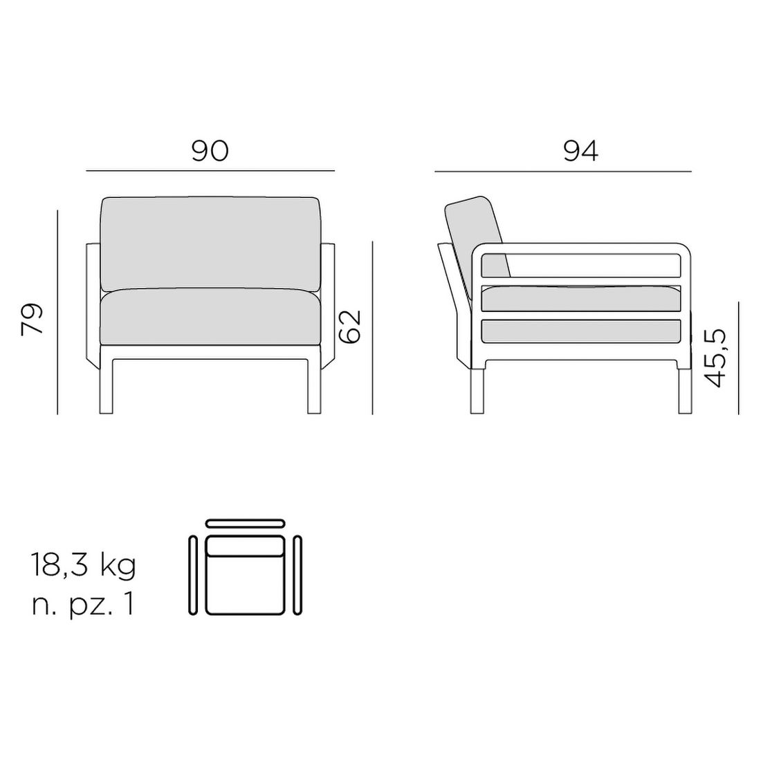 Nardi Maximo Loungesessel Kunststoff/Sunbrella