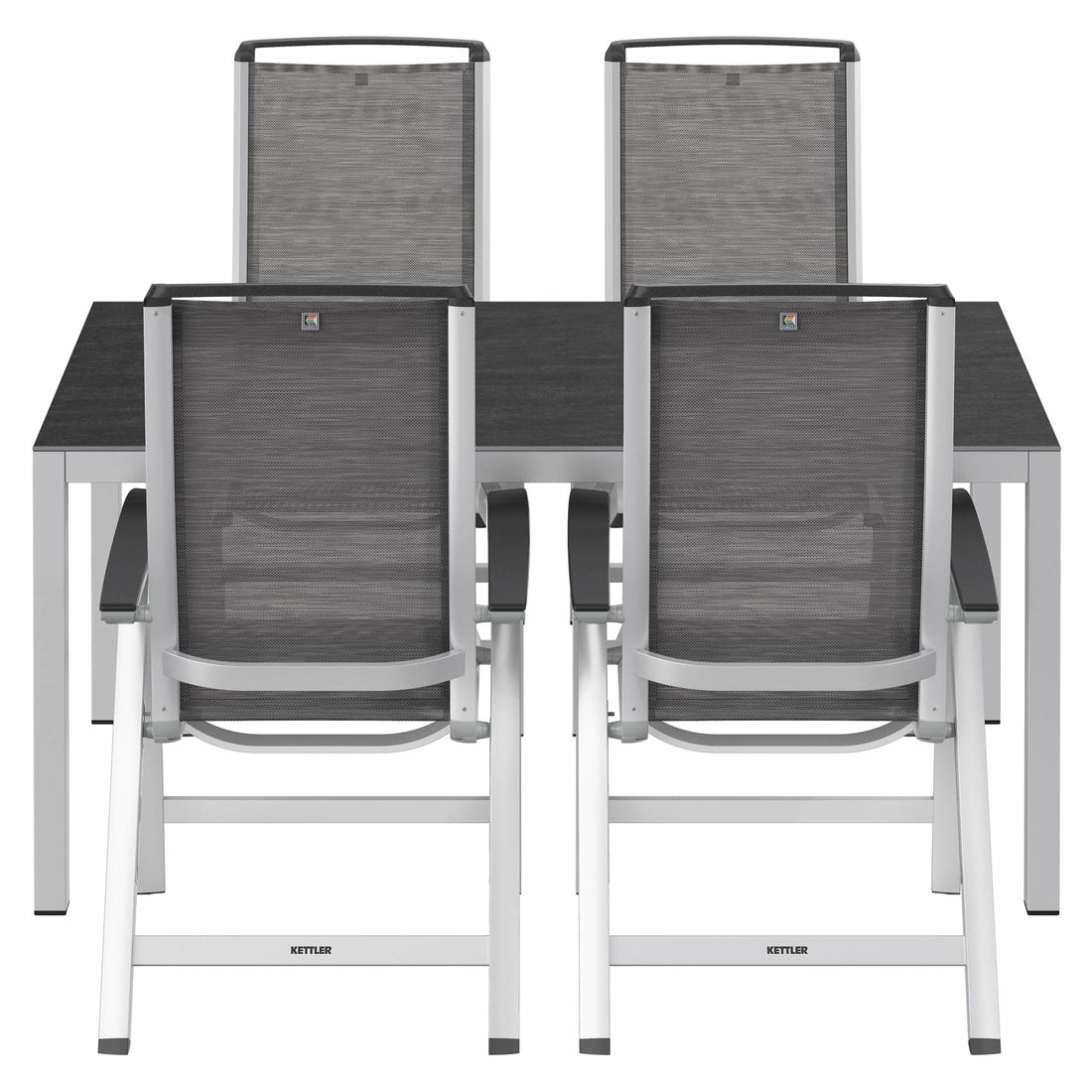 Kettler Forma II Gartenmöbel-Set M verstellbar (4 Plätze) mit OUTLIV. Tisch 160x90cm