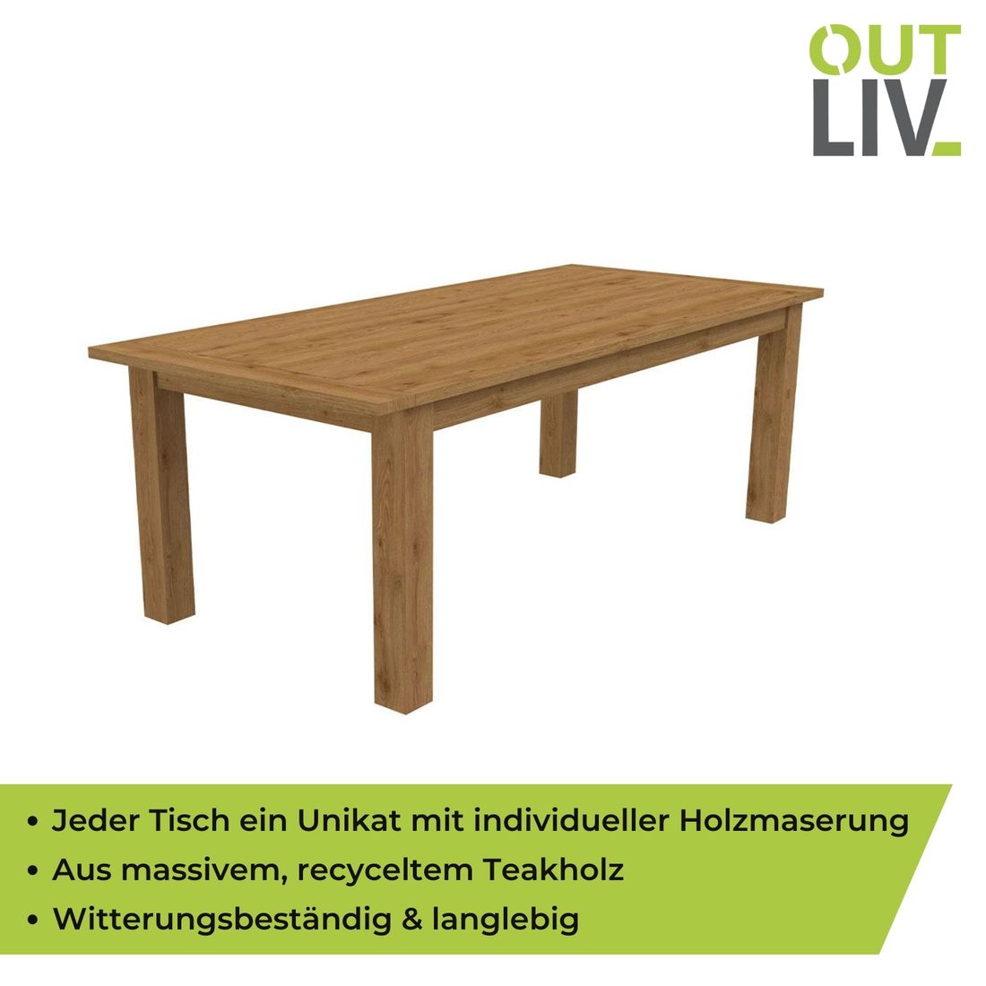 OUTLIV. Oxford Gartentisch 220x100cm Teak