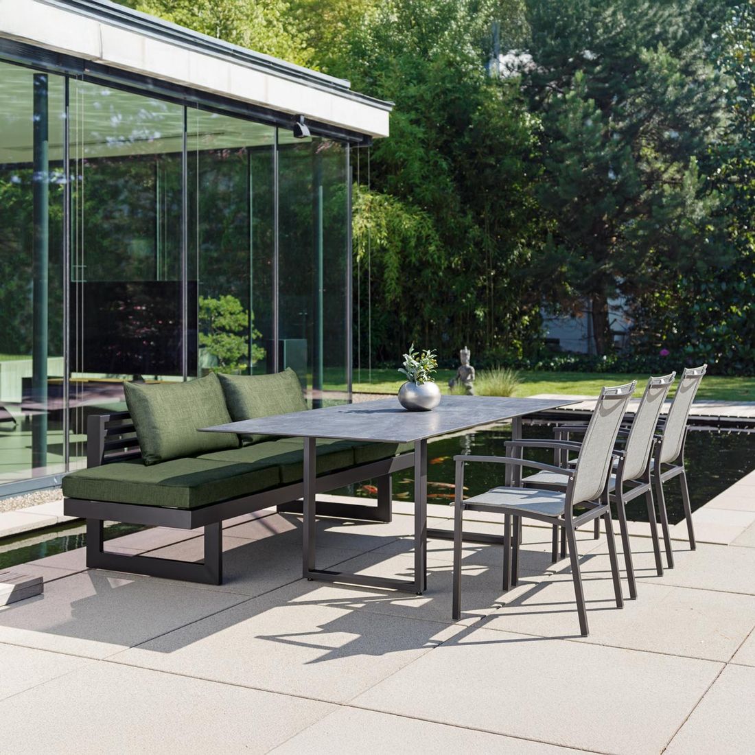 Stern New Holly Diningsofa Aluminium/Outdoorstoff