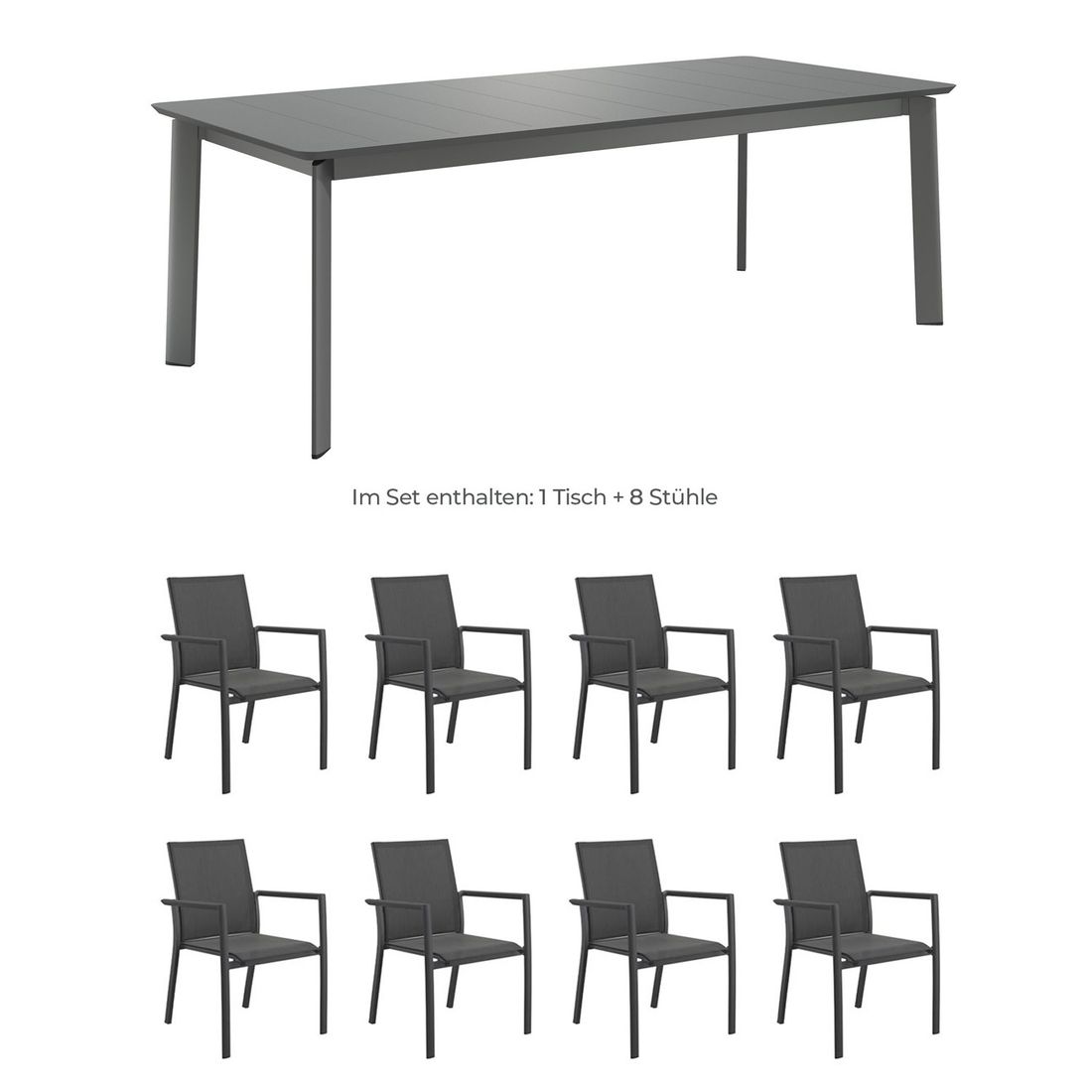 OUTLIV. Lucca Gartenmöbel-Set XL (8 Plätze) Tisch 220x100cm