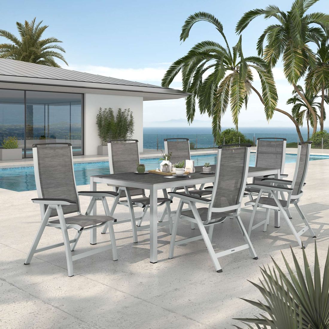Kettler Forma II Gartenmöbel-Set L verstellbar (6 Plätze) mit OUTLIV. Tisch 220x100cm