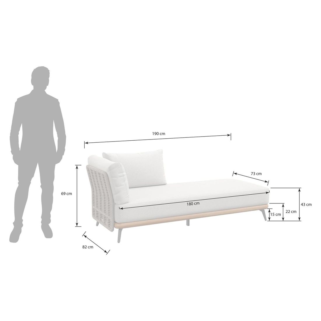 OUTLIV. Ava Eck-/Endmodul Akazie/Rope/Polyester