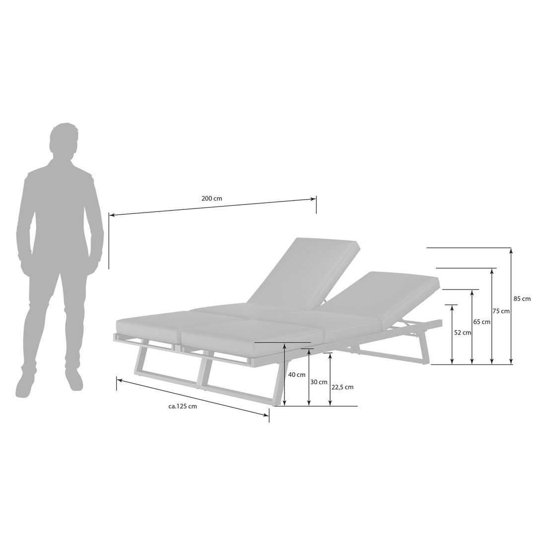 OUTLIV. Lucca Doppelliege verstellbar Aluminium/Polyester