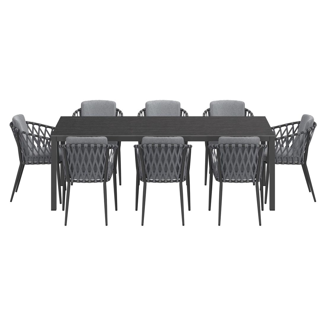 OUTLIV. Cairns Gartenmöbel-Set XL (8 Plätze) Tisch 220x100cm Aluminium/Dekton Vierfuß