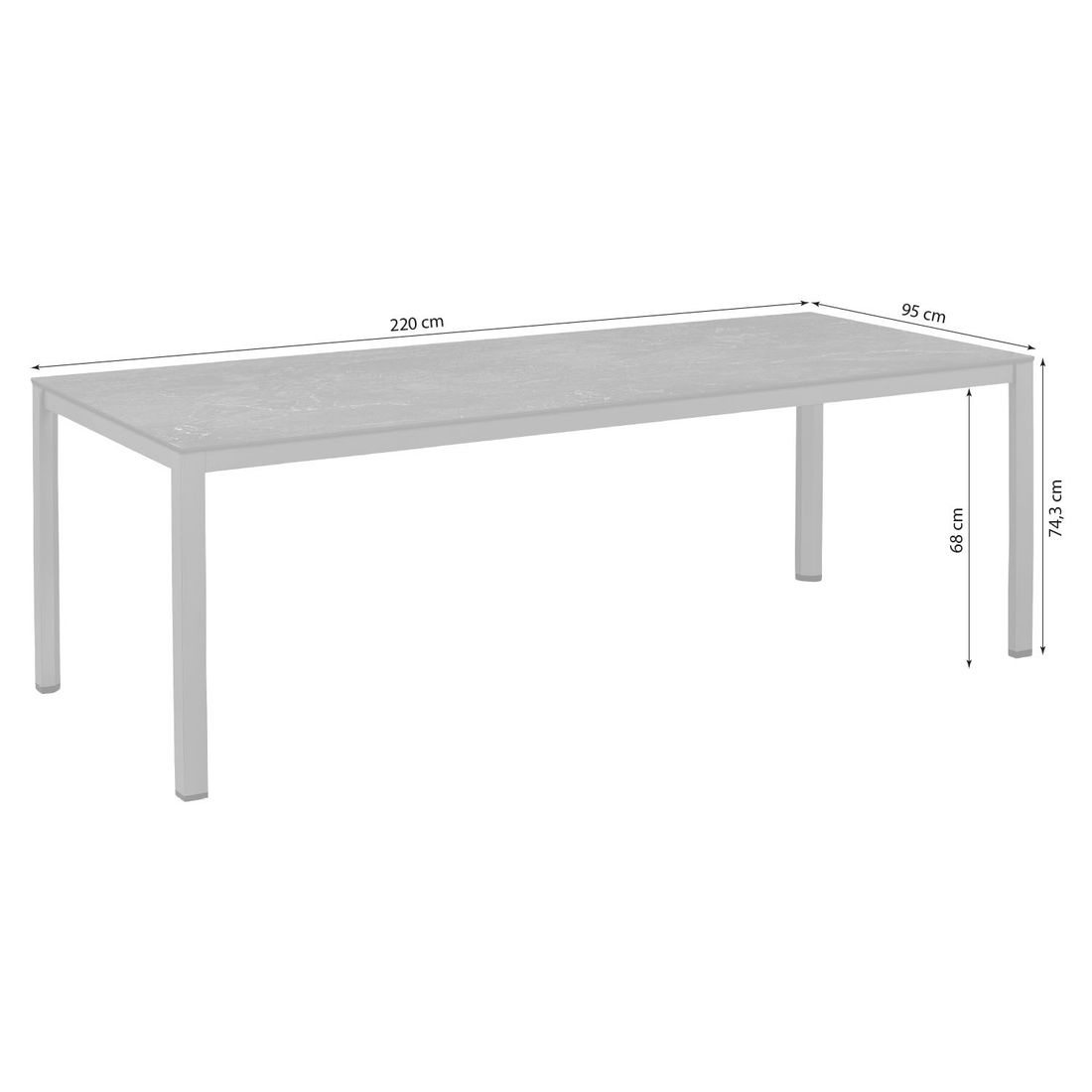Kettler Cubic Gartentisch 220x95cm Aluminium/HPL