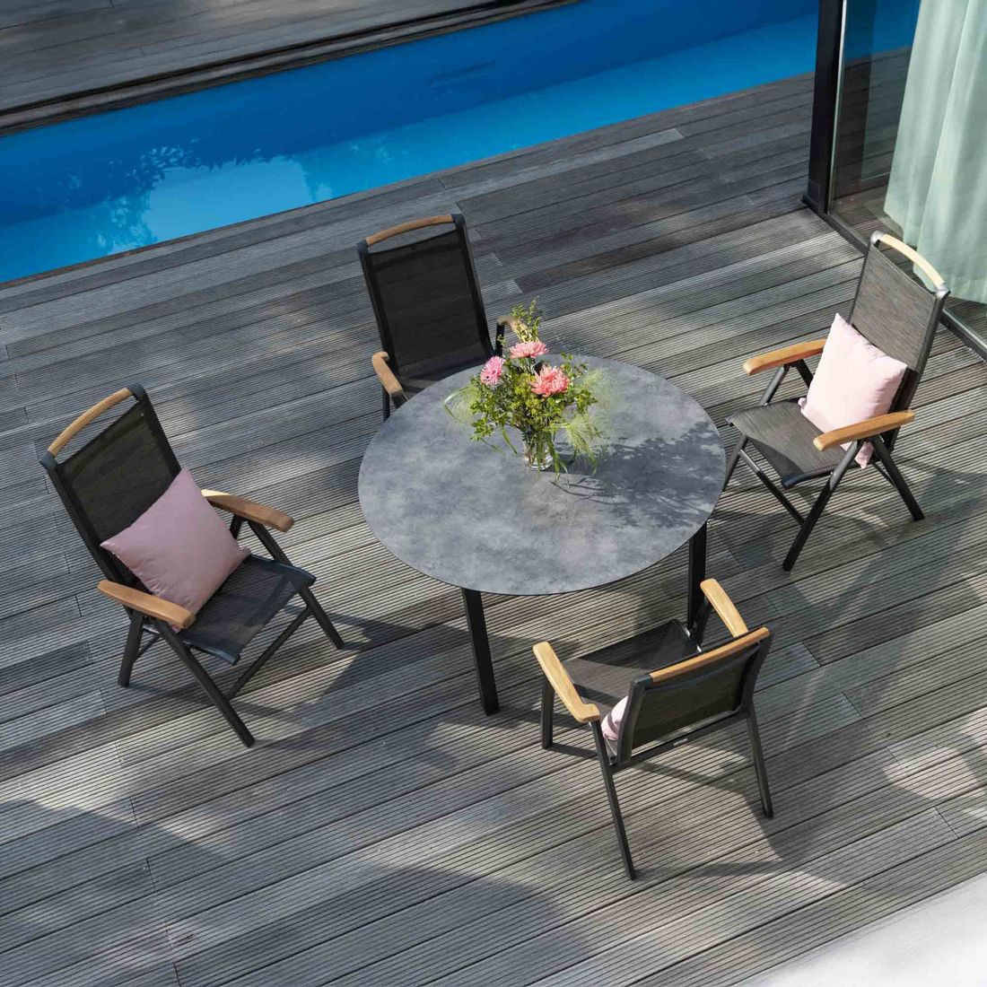 Kettler Memphis Gartenmöbel-Set M verstellbar (4 Plätze) Tisch Ø160cm