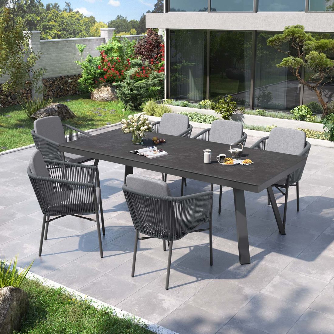 OUTLIV. Ohio Gartenmöbel-Set L (6 Plätze) Tisch 220x100cm